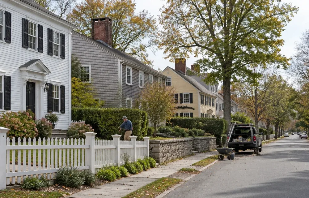 Residential street in Concord, Massachusetts