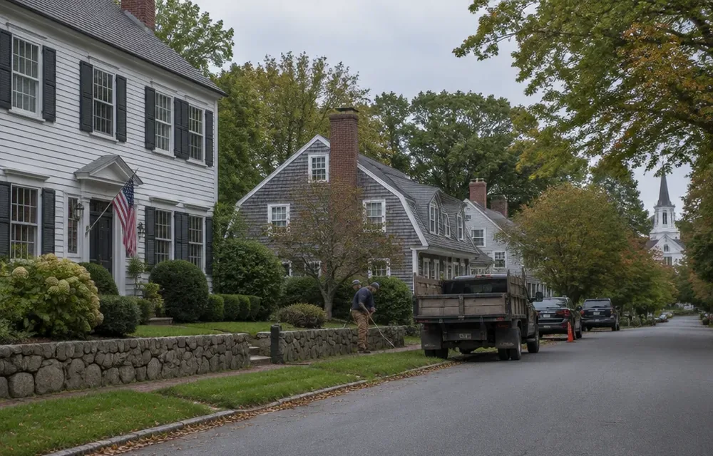 Residential street in Lexington, Massachusetts