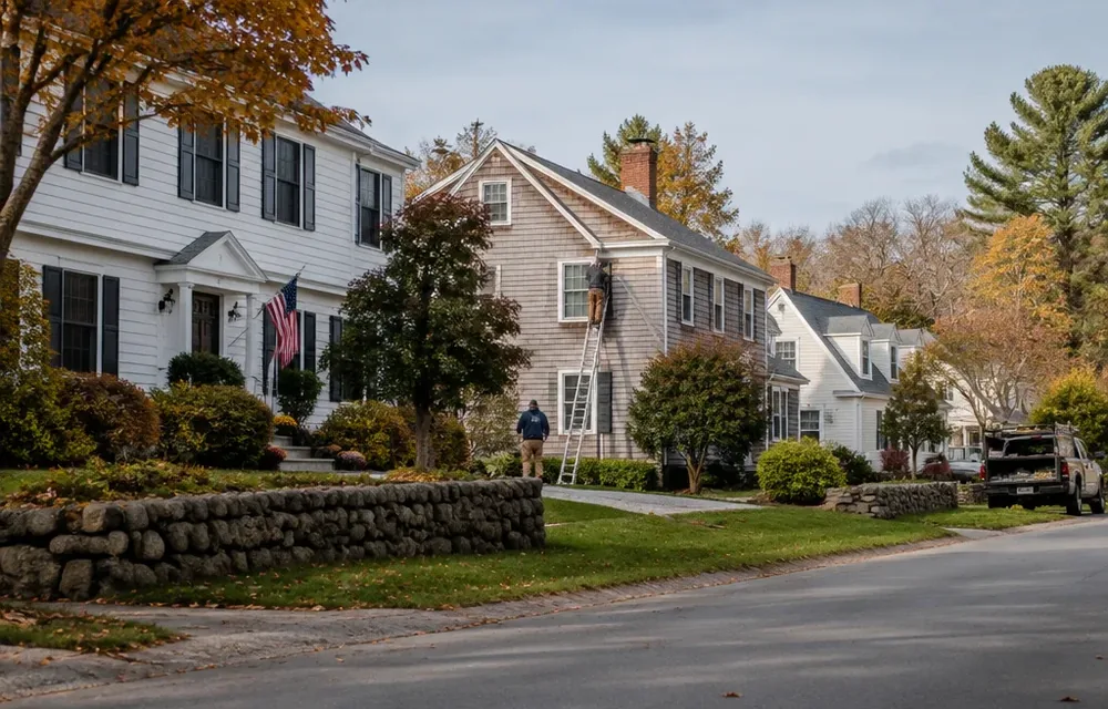 Residential street in North Reading, Massachusetts